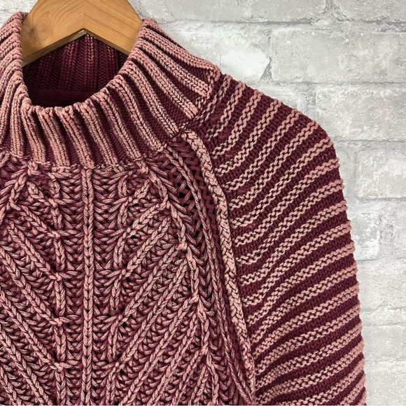 Free People Sweetheart Sweater Size XS Mockneck Balloon Sleeve Chunky Cotton - Picture 2 of 11